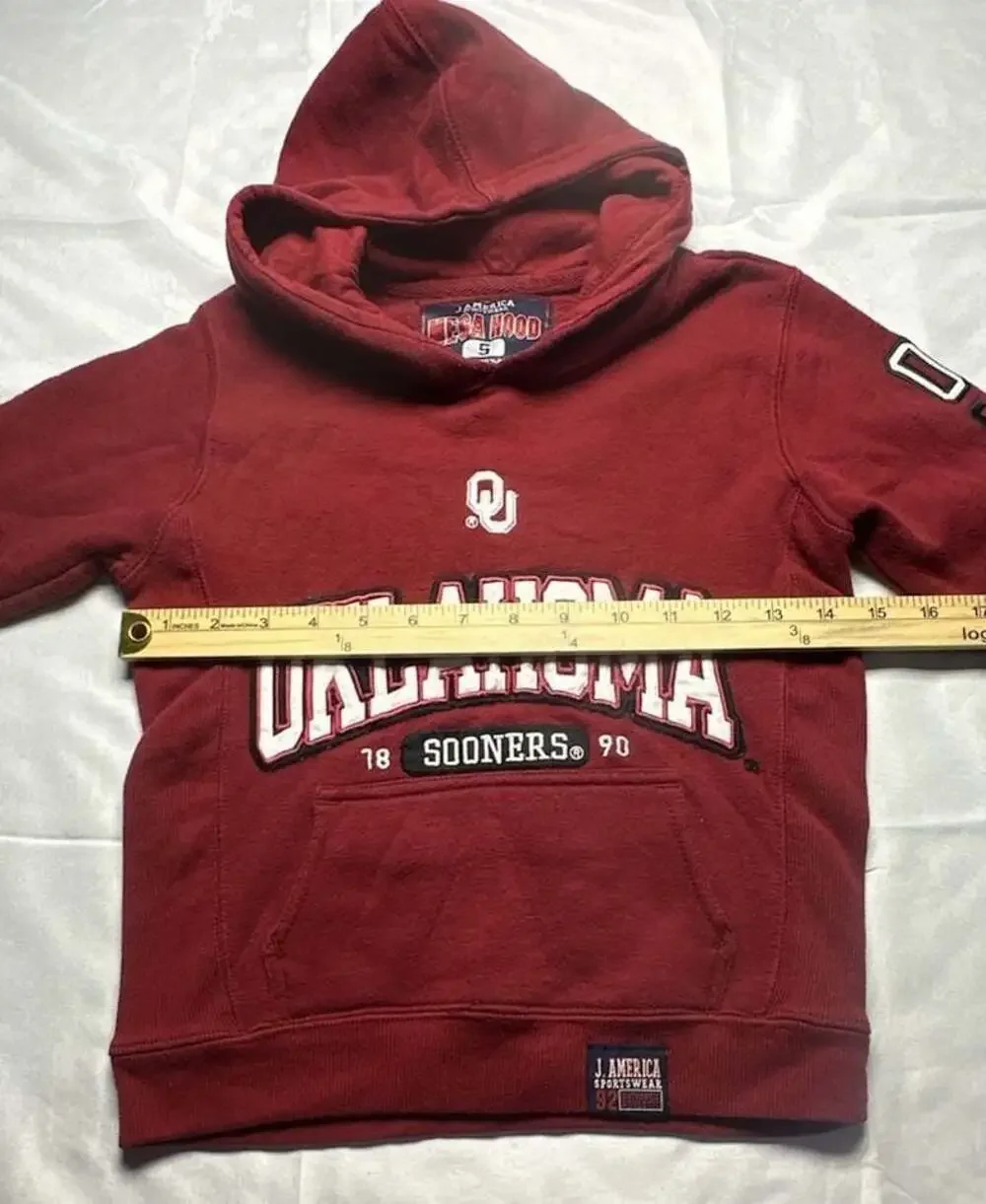 J America OK Sooners Youth S Hoodie Red Pullover Sweatshirt NCAA OU Football